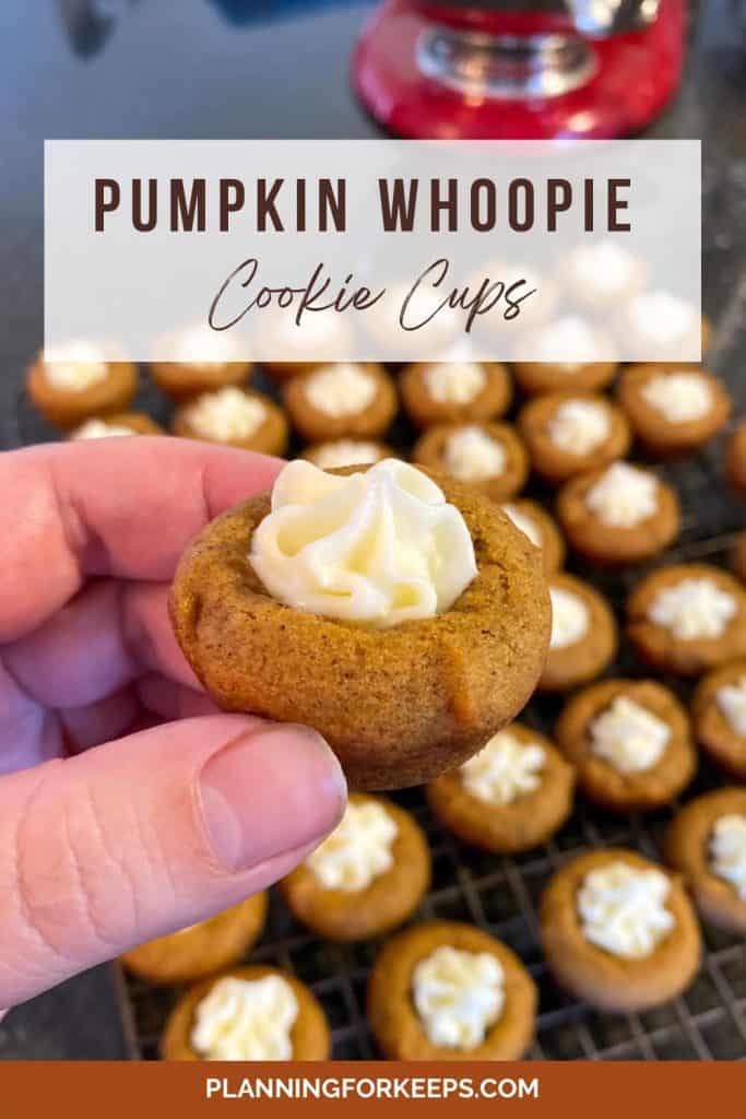 pumpkin whoopie cookie cups with title of recipe