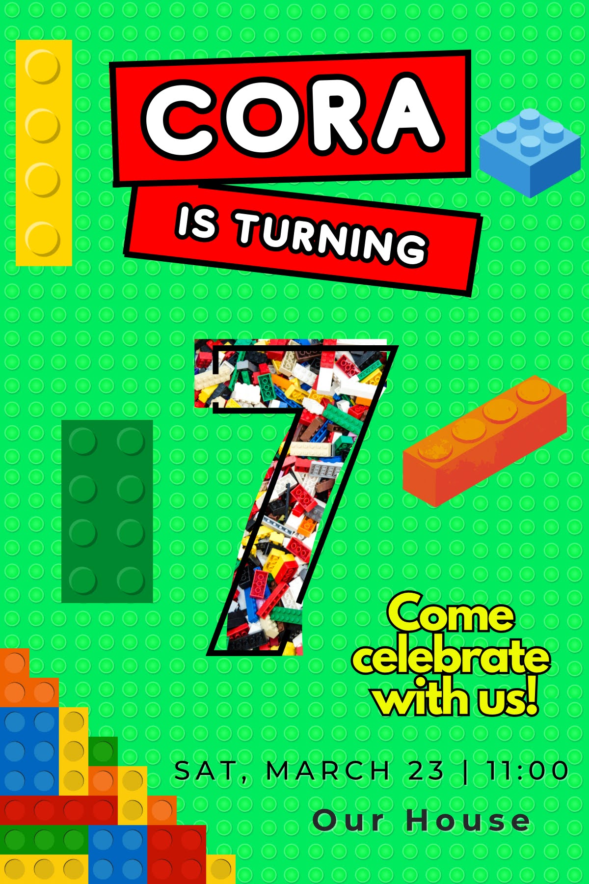 Lego Themed Birthday Invitation