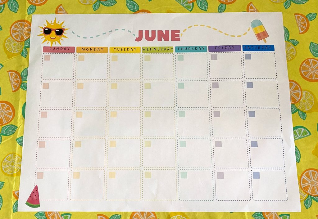 Big Blank June Calendar