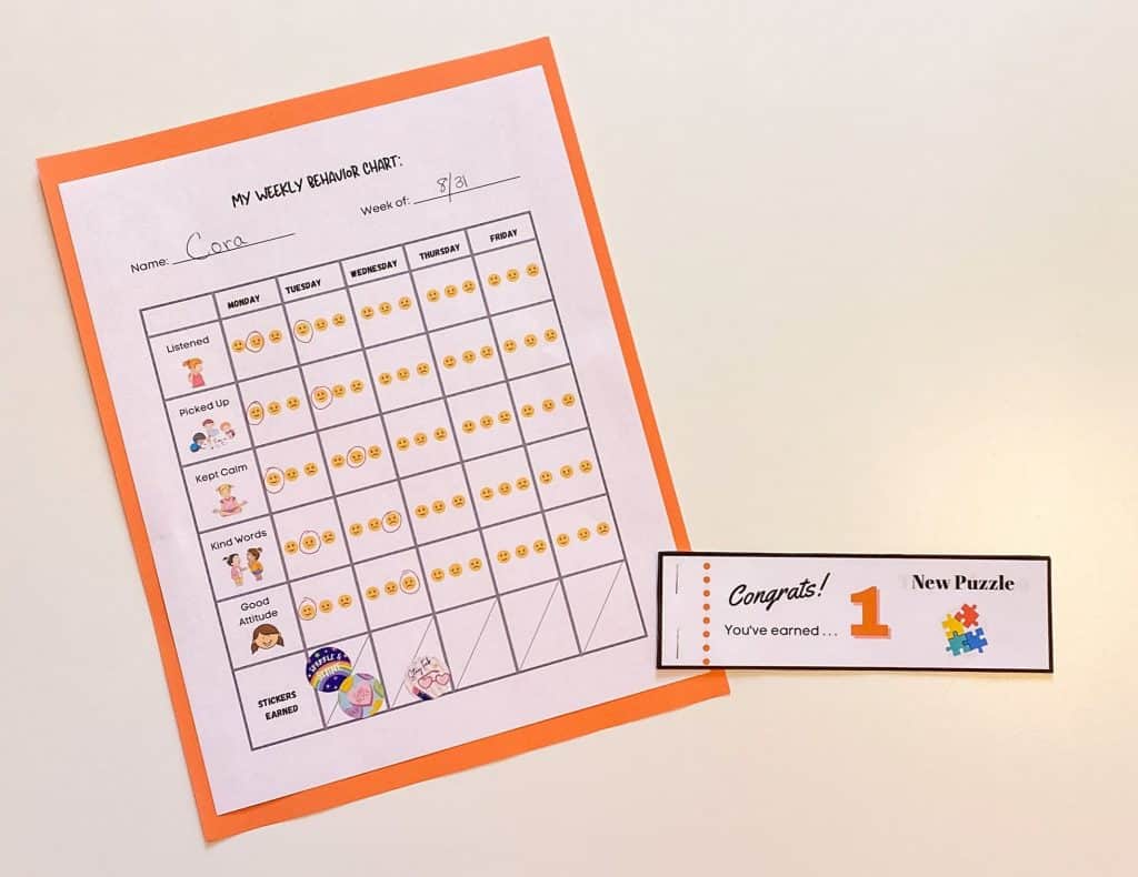 behavior sheet plus the reward coupon booklet